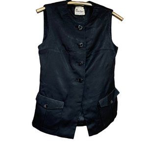 Vintage Martieri Di Roma Black Silk Button Up Waistcoat/Vest‎